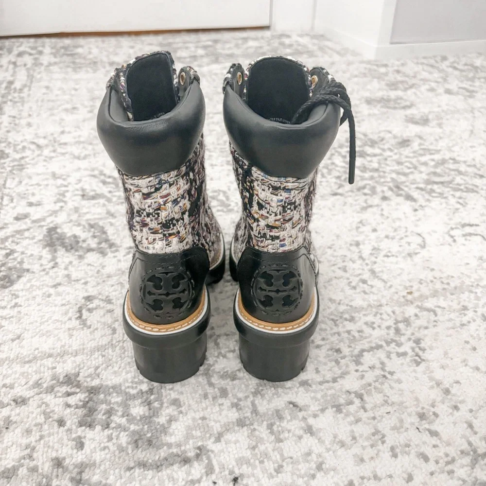 NEW Tory Burch Miller Tweed Lace Up Boot
